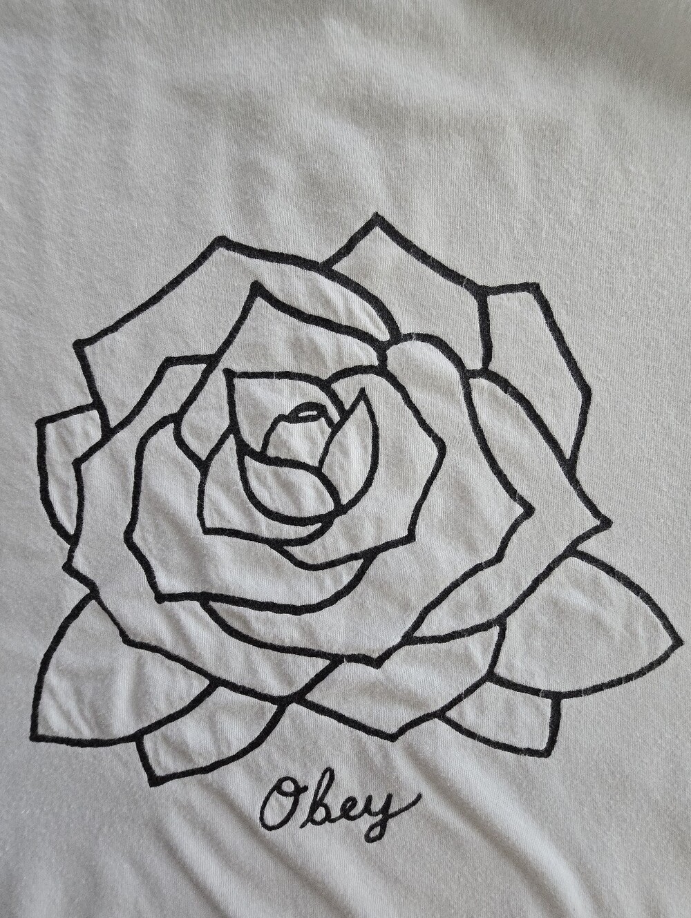 OBEY No 89 Rose Graphic T Shirt Men’s L White Streetwear Skate